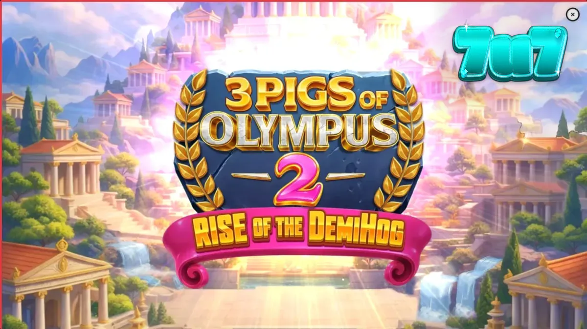 3 Pigs of Olympus 2 Rise of the DemiHog স্লট গেমের একটি দৃশ্য যেখানে গ্রিক দেবতা শূকরদের দেখা যাচ্ছে